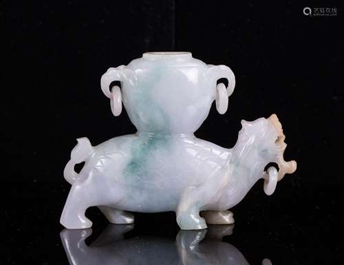 CHINESE JADEITE BEAST FLOWER VASE