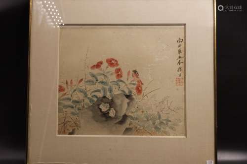 Chinese Silk Painting On Frame