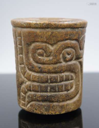 AN INCA STONE CARVED CUP