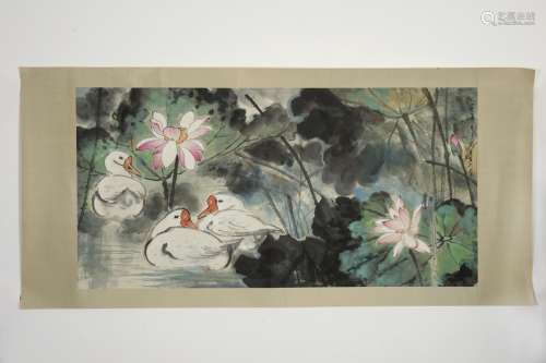 Chinese Painting By Zong Qixiang, Goose