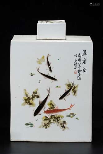 Chinese Deng Bishan Porcelain Tea Caddy