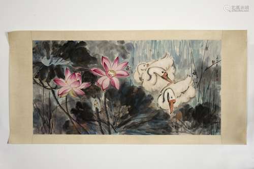 Chinese Painting By Zong Qixiang, Goose