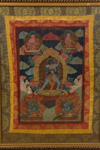 Chinese Tibetan Thangka Of Nandikesvara