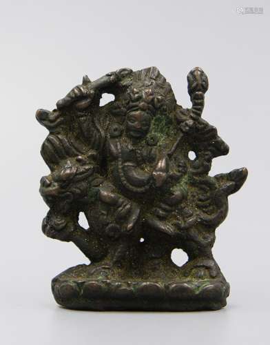 QING DYNASTY BRONZE FIGURE OF DEITY