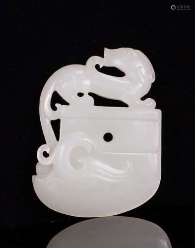 WHITE JADE PLAQUE IN AXE SHAPE