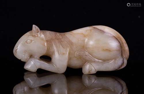 MING DYNASTY WHITE JADE CARVED HORSE