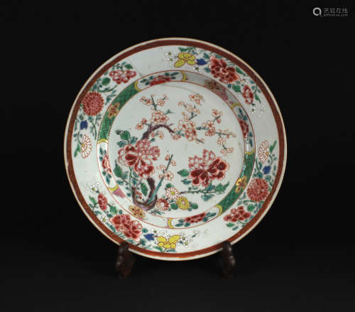 Famille Rose Flowers Plate Qing Dynasty Yongzheng Period