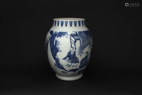 Blue and white traditional Story Jar Ming Chonzhen Period