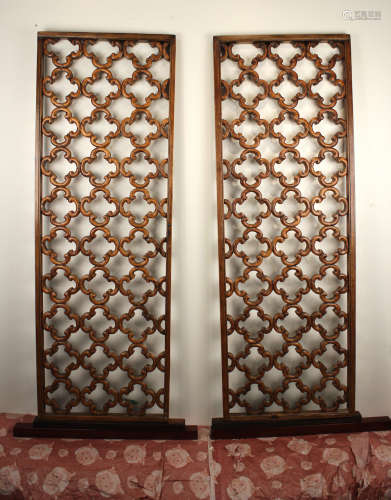 Pair of Ming Style Cedarwood Pane Qing Dynasty Period
