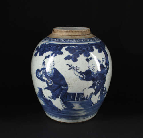Blue&White Children at Play Jar Middle of the Qing Dynasty Period