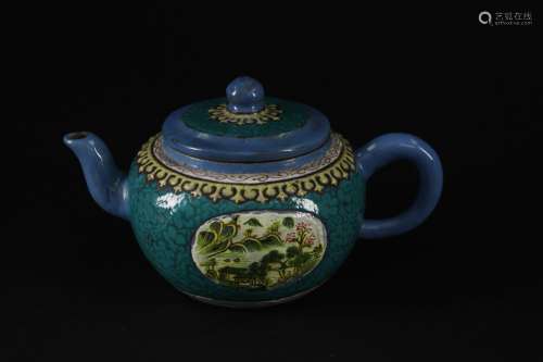 Enamel Color Zi-sha Teapot Late of the Qing Dynasty Period