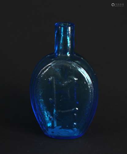 success to the railroad (Blue) Horse & Buggy Glass Bottle 1847-1850