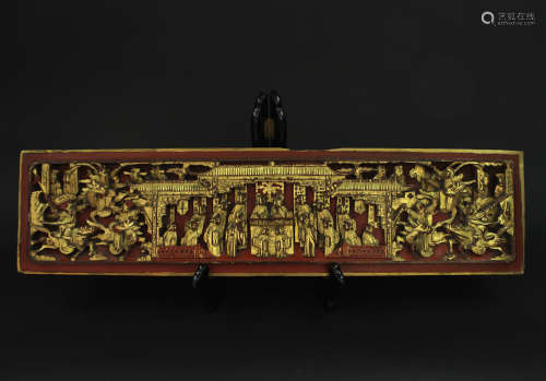 Fine Carved with Traditional Story Gilt Board Qing Dynasty