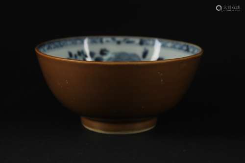 Brown Glaze and Blue&White Bowl Kangxi Period