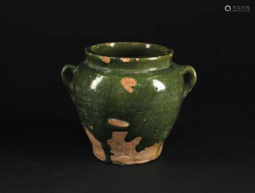 Green Glaze Jar with Double Handle Tang Dynasty Period