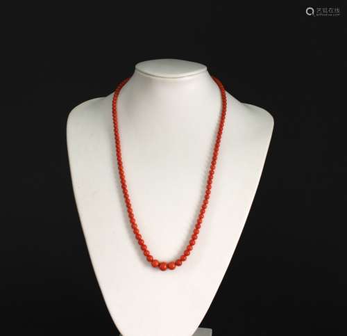 Ancient Coral Beads Necklace Qing Dynasty Period