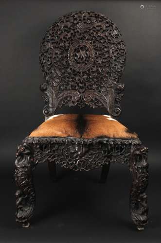 Mid-19th Anglo-Indian Allover Pieced Zi-Tan Side chair