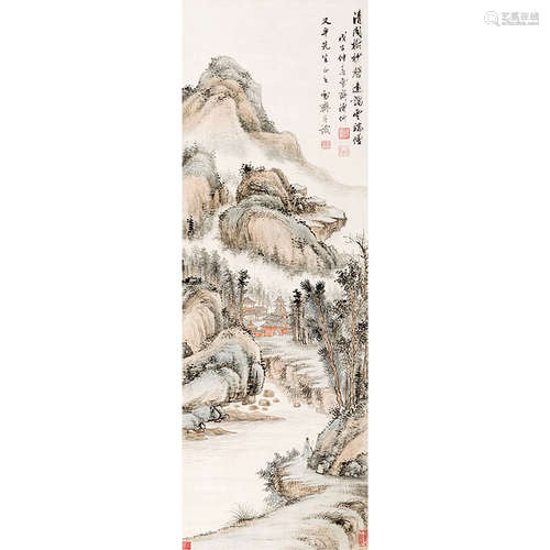 溥伒（1893-1966）清阁声远纸本设色镜心1948年作