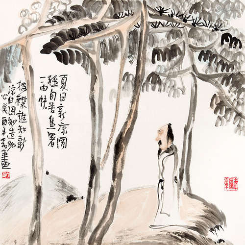 李孝萱（b.1959）夏日新凉图纸本设色镜片