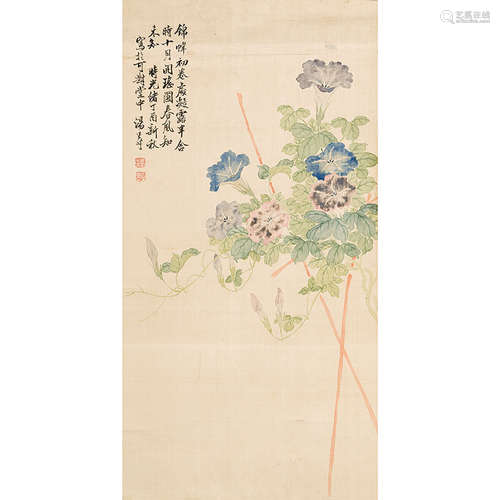 汤世澍（1831-1903）花卉绢本设色镜心1897年作