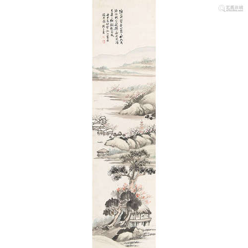 胡公寿（1823-1886）山水纸本水墨镜片1872年作