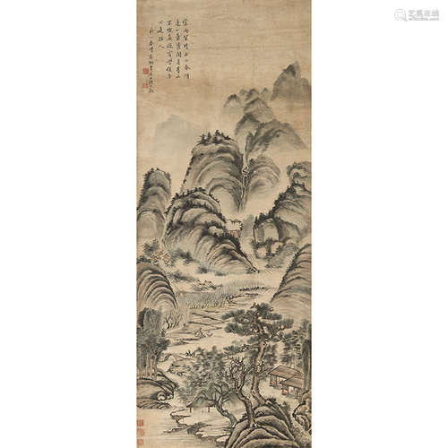 沈宗敬（1669-1735）山水纸本设色立轴