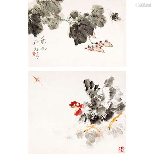 萧朗（1917-2010）画稿纸本设色托片