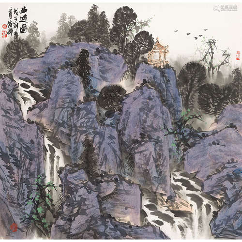 马俊卿（b.1954）幽游图纸本设色托片2008年作