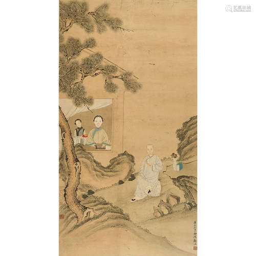 顾洛（1763-1837）人物纸本设色立轴1832年作