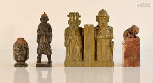 Group of Five Chinese Soapstone Articles