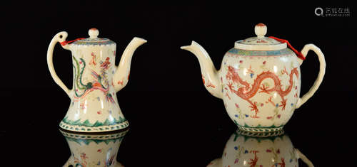 Two Chinese Famille Rose Porcelain Teapot