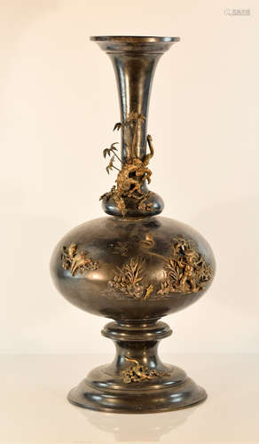 Large Pewter and Bronze Asthestic Movement Vase