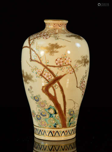 Japanese Satsuma Vase with Goshu Blue - Signed