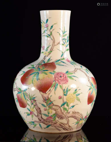 Chinese Large Famille Rose Peach Vase
