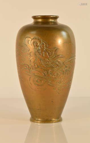 Japanese Bronze Vase with Dragon Motif