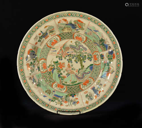 Chinese Kangxi Famille Verte Porcelain Charger