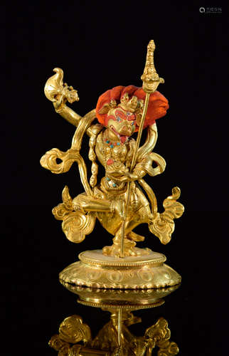 Tibet Gilt Bronze Standing Deity