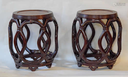 Pair Chinese Hongmu Stools with Burwood Top