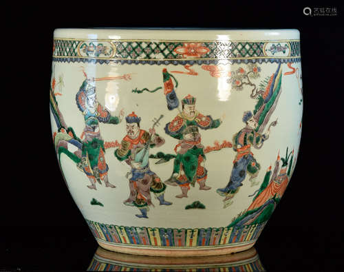 Chinese Famille Verte Porcelain Fish Bowl