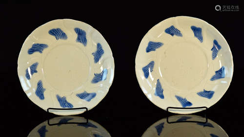 Pair Chinese Ming Chenhua Mark Blue White Porcelain Dishes - Sackler Collection