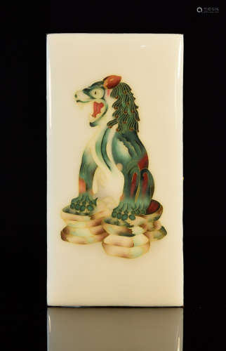 Japanese Cloisonne Plaque with Foolion Scene