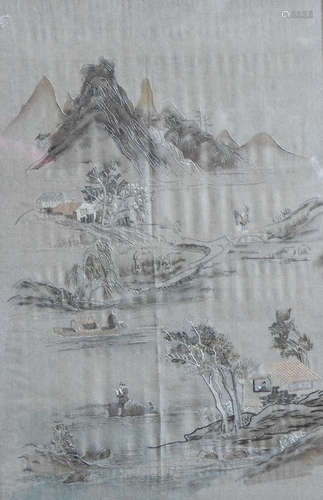 Chinese Embroidery Landscape Scene