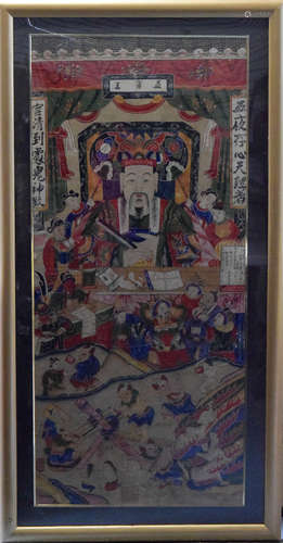 Large Chinese Daoist Painting of Judgement Day of Hell