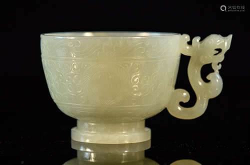 Chinese Nephrite Jade Cup of Archaistic Form