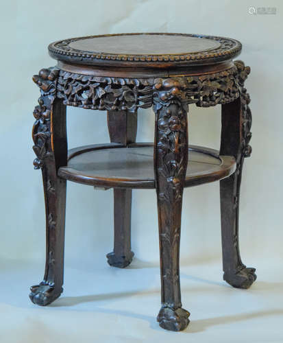 Chinese Rosewood Stand with Marble Top