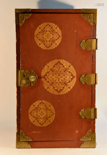 Unusual Japanese Lacquer Chest with Red Color