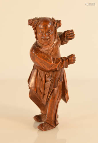 Chinese Boxwood Carving of a Boy