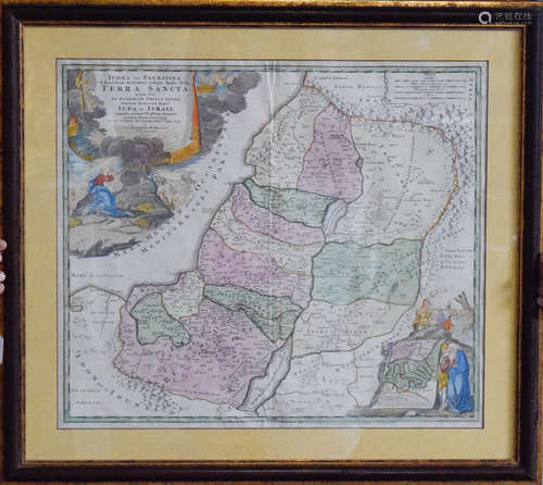 Old Map of Iuda Israel - Hand Colored