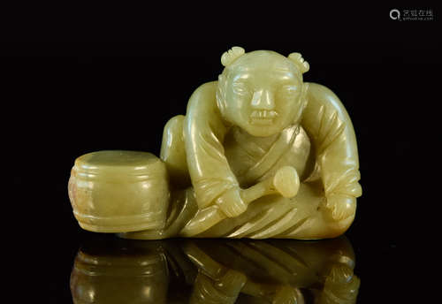 Chinese Celadon Nephrite Jade of Boy