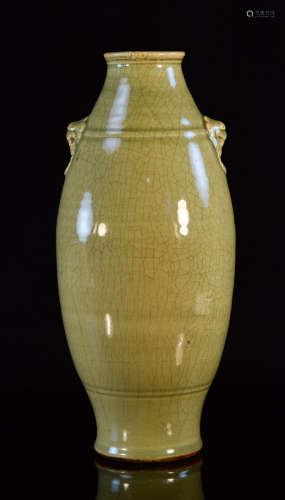 Chinese Ming Celadon Porcelain Vase with Foolion Mask